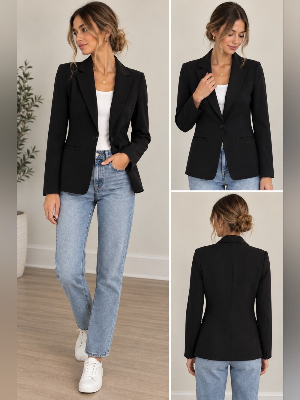 Bar III Black Single-Button Tailored Blazer